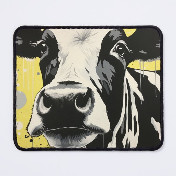 Item preview, Black and White Cow Yellow Background designed and sold by whitecat23.