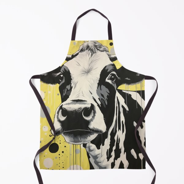 Item preview, Black and White Cow Yellow Background designed and sold by whitecat23.