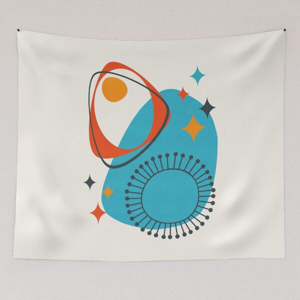 Item preview, Mid Century Modern Atomic Age 14 Blue, Red, Orange designed and sold by trdstudio.
