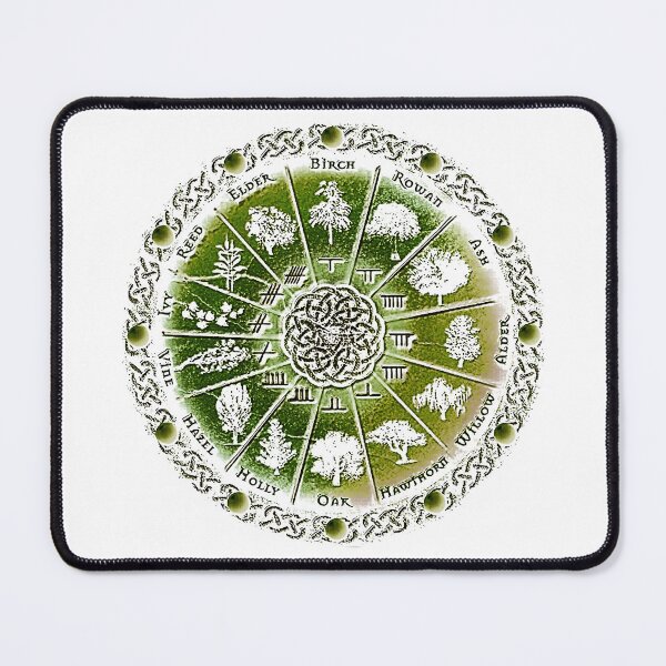 Item preview, Ogham Druid Tree Astrological Celtic Cycle Of Seasons in green designed and sold by Earth Nature Creations.