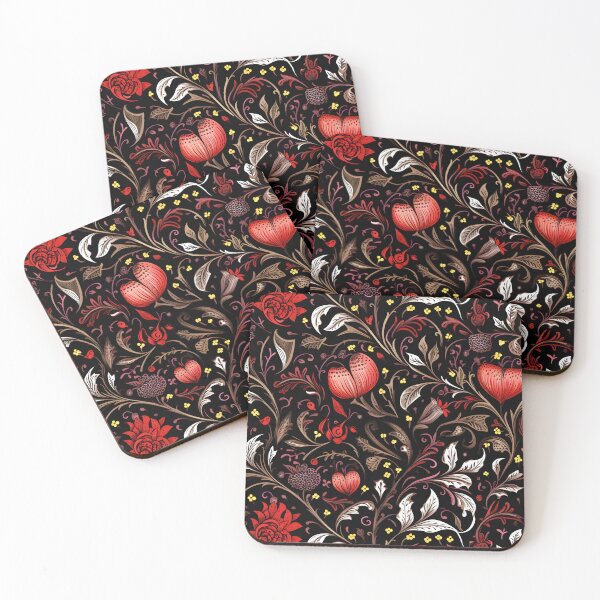 Item preview, William Morris-inspired in Floral Black, Red, and White designed and sold by cleverEndeavor.