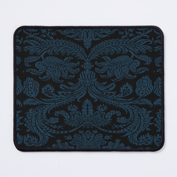 Item preview, Dark Dusty Blue on Black Gothic Royal Medieval Damask Scrolls designed and sold by JamieWetzel.
