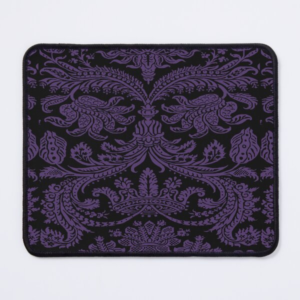 Item preview, Lilac Purple on Black Gothic Royal Medieval Damask Scrolls designed and sold by JamieWetzel.