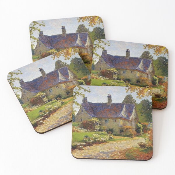 Item preview, English Cotswold Cottage in Autumn Oil Painting designed and sold by MeadowFarmPrint.
