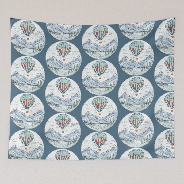 Item preview, Winter Whimsy: Hot Air Balloon Soaring Above Snowy Peaks designed and sold by AdriaCaps Art & Design.