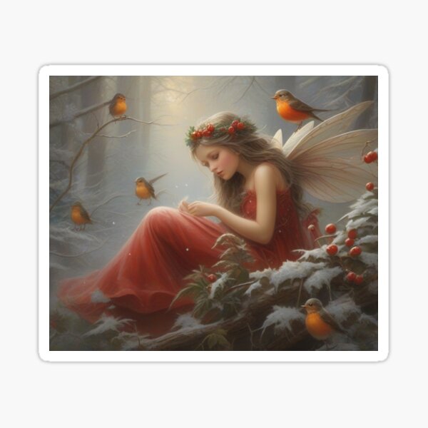 Item preview, Christmas Forest Fairy with Robins: A Whimsical Holiday Delight designed and sold by T-shirtMill.