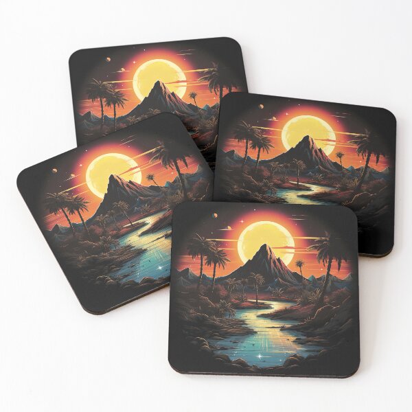Item preview, oasis in the desert with sunset over the peak designed and sold by artyficial-.