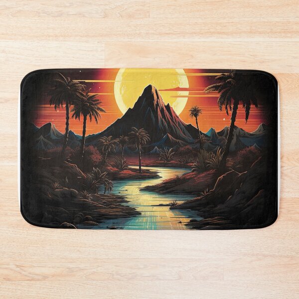 Item preview, oasis in the desert with sunset over the peak designed and sold by artyficial-.
