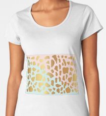 Gold Dark Spot Animal Skin on Pink and Green Background Women's Premium T-Shirt