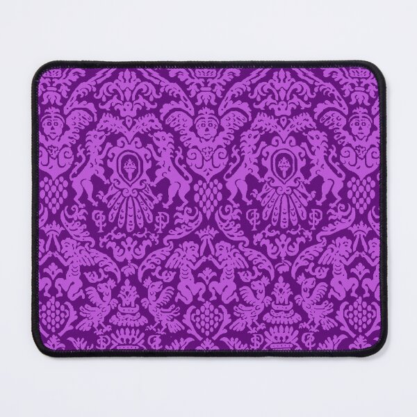 Item preview, Pink on Purple Weird Medieval Lions, Cherubs, and Skulls Scrollwork Damask designed and sold by JamieWetzel.