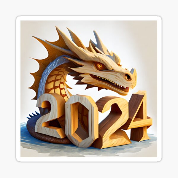 Green Wood Dragon Symbol 2024 Chinese Sticker for Sale by GiftsForCouples