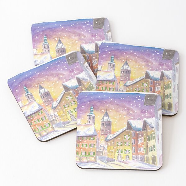 Item preview, Kitzbühel Tyrol Main Street Winter Scene with Churches designed and sold by artshop77.