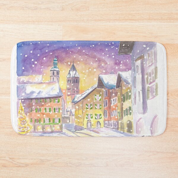 Item preview, Kitzbühel Tyrol Main Street Winter Scene with Churches designed and sold by artshop77.