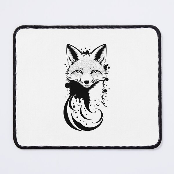 Item preview, black and white drawing of a fox with a long tail designed and sold by aguia-est-123.