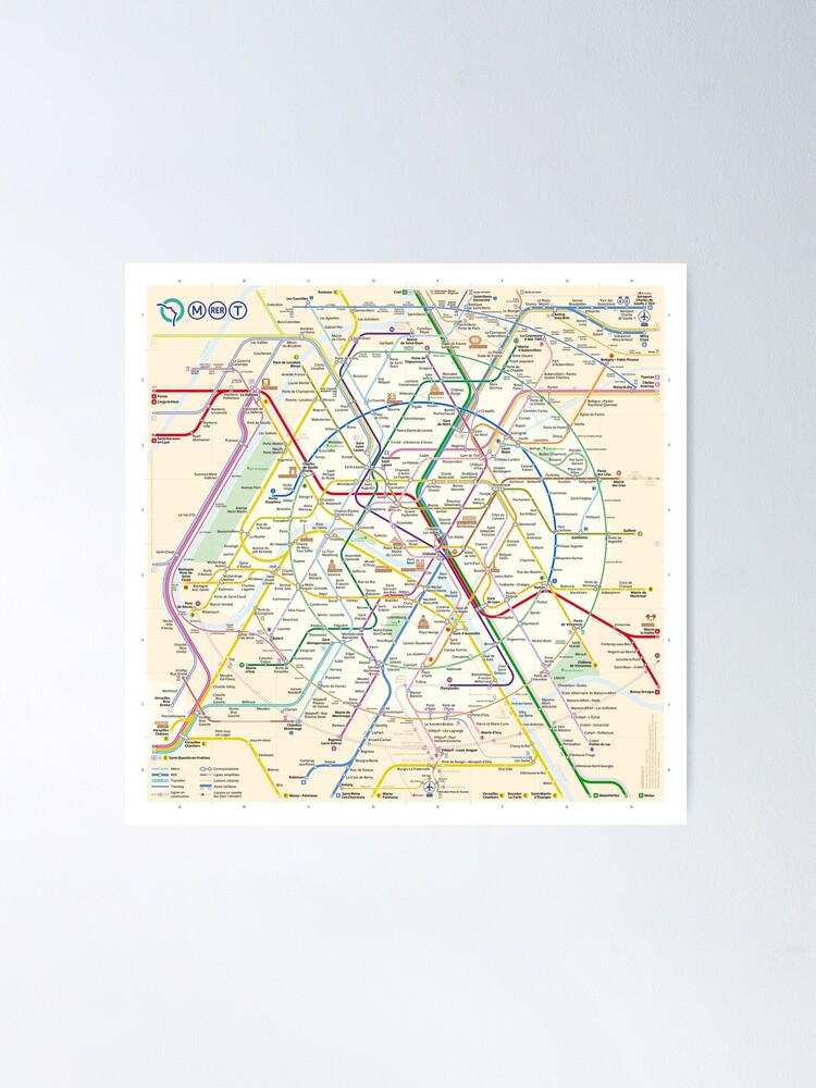 Poster, The New Paris Metro Map designed and sold by Teeter-totter-tam Design