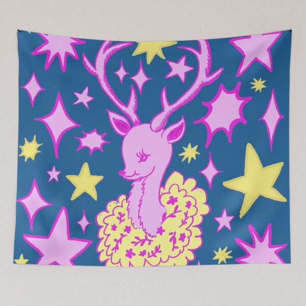 Item preview, Retro Deer Illustration, Neon Night designed and sold by Daydreamer Alley.