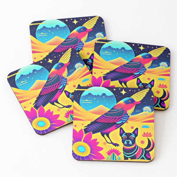 Item preview, Dog and bird in space designed and sold by Flowerslaps.