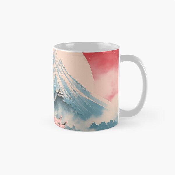 Item preview, Traditional Painting of Snowy Mountains and Sakura Tree Branch with Flowers designed and sold by Je-we.