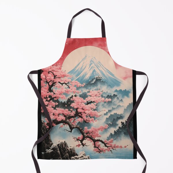 Item preview, Traditional Painting of Snowy Mountains and Sakura Tree Branch with Flowers designed and sold by Je-we.