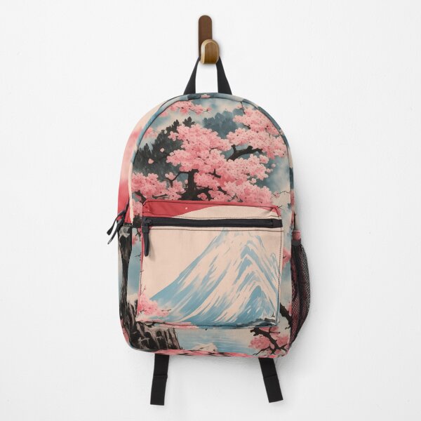 Item preview, Traditional Painting of Snowy Mountains and Sakura Tree Branch with Flowers designed and sold by Je-we.