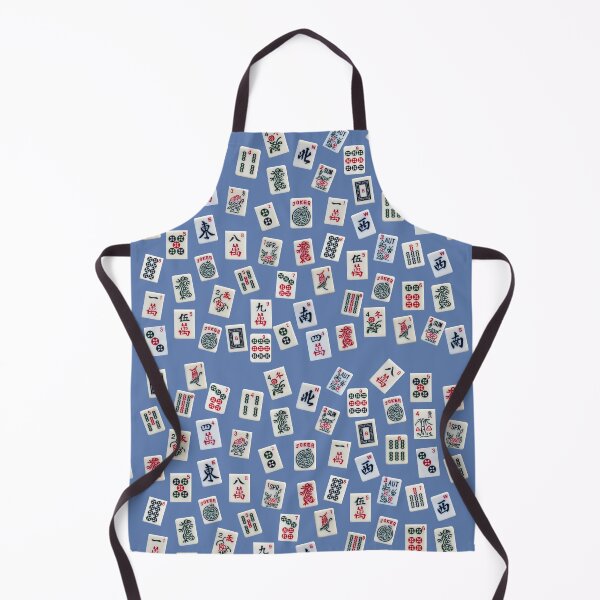 Item preview, MahJong tiles symbols design on blue designed and sold by Zina Stromberg.