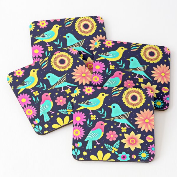Item preview, Birds and flowers in space pattern designed and sold by Flowerslaps.