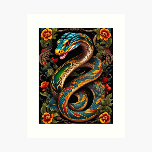 Item preview, American Traditional - Snake and Roses designed and sold by AIncredible.