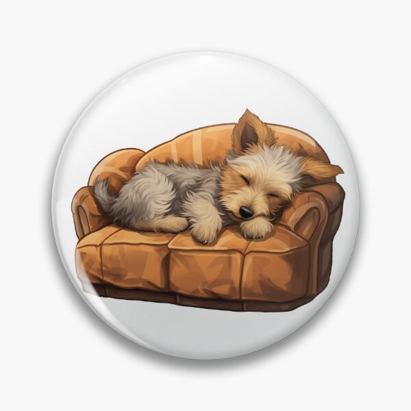 Artikelvorschau, Tranquil Yorkshire Nap - Sleeping Terrier on Soft Brownish Yellow Couch entworfen und verkauft von PureGlee.
