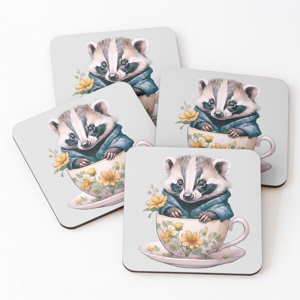 Item preview, Cottage Core Baby Badger In A TeaCup  designed and sold by LittleGnomad.