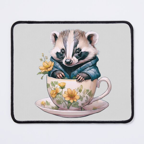 Item preview, Cottage Core Baby Badger In A TeaCup designed and sold by LittleGnomad.