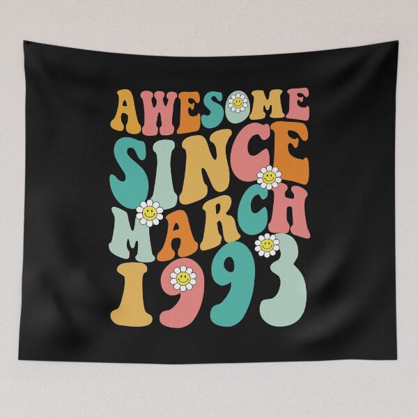 Item preview, Awesome Since March 1993 | Made In 1993 | Retro Groovy Birthday designed and sold by Christina-grich.