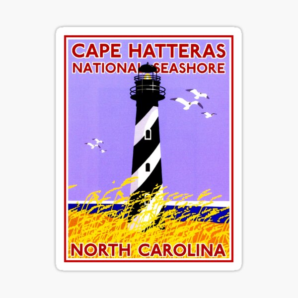 LIGHTHOUSES : Vintage Cape Hatteras Seashore Advertising Print Sticker