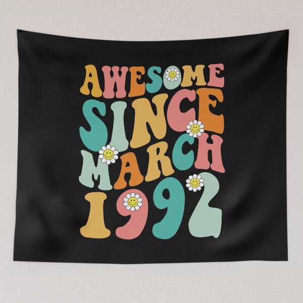Item preview, Awesome Since March 1992 | Made In 1992 | Retro Groovy Birthday designed and sold by Christina-grich.