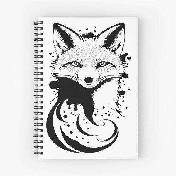 Item preview, black and white drawing of a fox with a long tail designed and sold by aguia-est-123.