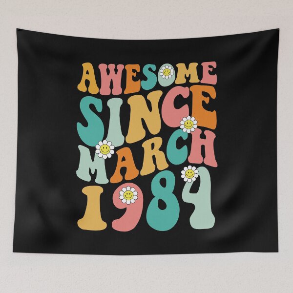 Item preview, Awesome Since March 1984 | Made In 1984 | Retro Groovy Birthday designed and sold by Christina-grich.