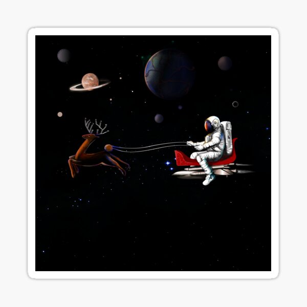 Astronaut's Celestial Sleighride: Navigating the Cosmos Sticker