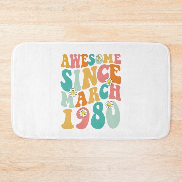 Item preview, Awesome Since March 1980 | Made In 1980 | Retro Groovy Birthday designed and sold by Christina-grich.