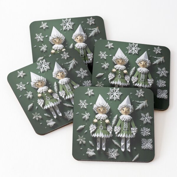 Item preview, Snowflake Wreathed Christmas Elves designed and sold by dcrc.