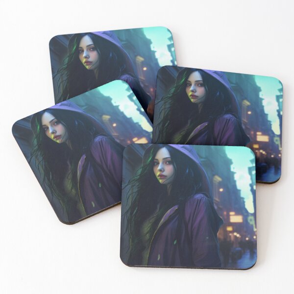 Item preview, Neon Nocturne: The Enigmatic Wanderer of the Cyberpunk Cityscape designed and sold by oanaunciuleanu.