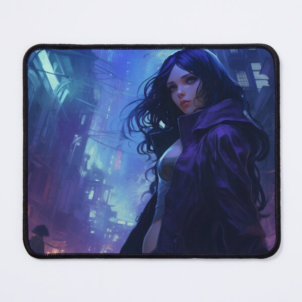 Item preview, Neon Nocturne: The Enigmatic Wanderer of the Cyberpunk Cityscape designed and sold by oanaunciuleanu.