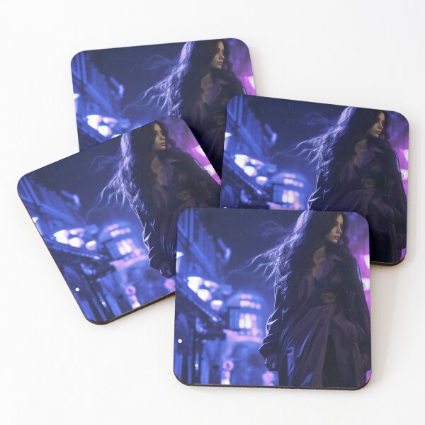 Item preview, Neon Nocturne: The Enigmatic Wanderer of the Cyberpunk Cityscape designed and sold by oanaunciuleanu.