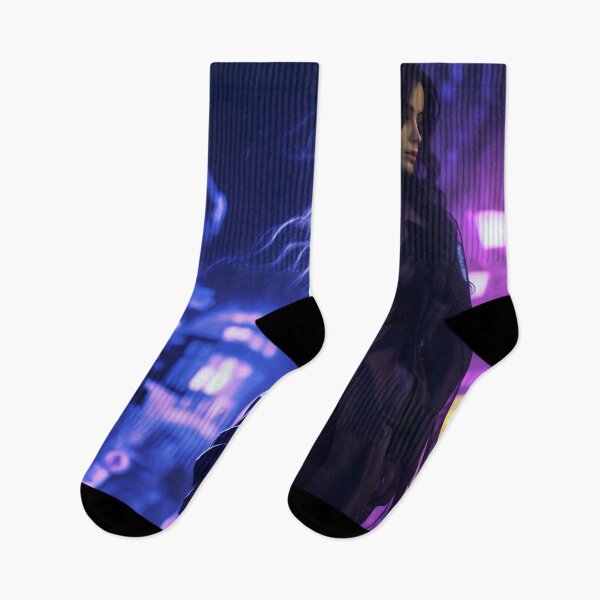 Item preview, Neon Nocturne: The Enigmatic Wanderer of the Cyberpunk Cityscape designed and sold by oanaunciuleanu.