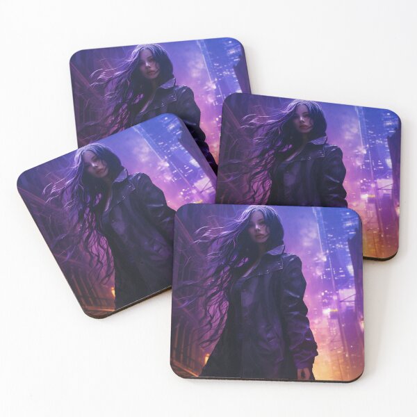 Item preview, Neon Nocturne: The Enigmatic Wanderer of the Cyberpunk Cityscape designed and sold by oanaunciuleanu.