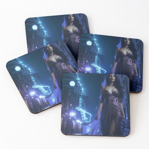 Item preview, Neon Nocturne: The Enigmatic Wanderer of the Cyberpunk Cityscape designed and sold by oanaunciuleanu.