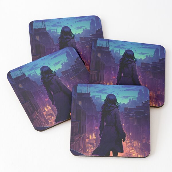 Item preview, Neon Nocturne: The Enigmatic Wanderer of the Cyberpunk Cityscape designed and sold by oanaunciuleanu.