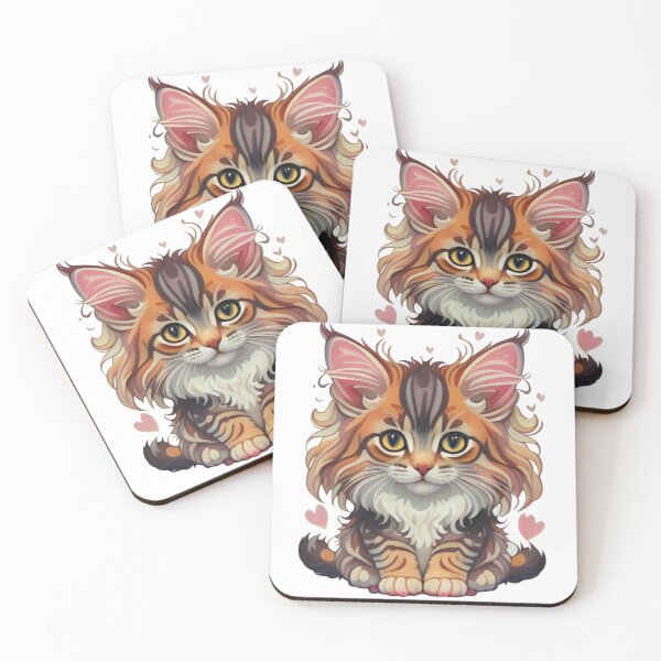 Item preview, Maine Coon cat with watercolor flowers designed and sold by BajoTShop.