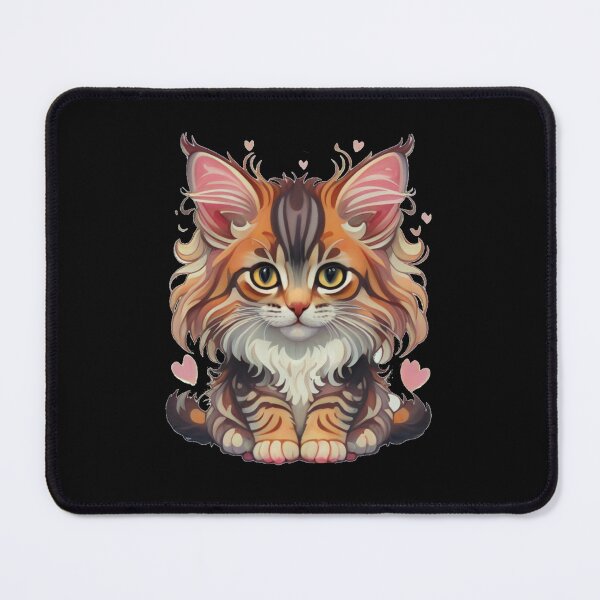 Item preview, Maine Coon cat with watercolor flowers designed and sold by BajoTShop.