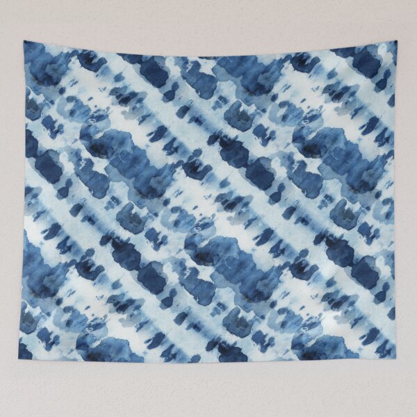 Item preview, Seamless tie-dye pattern of indigo color on white silk.  Shibori dyeing. designed and sold by lamarmarina.