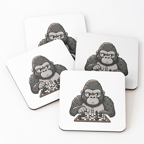 Item preview, Gorilla Contemplating Strategic Chess Move designed and sold by UmbrellaStudio1.