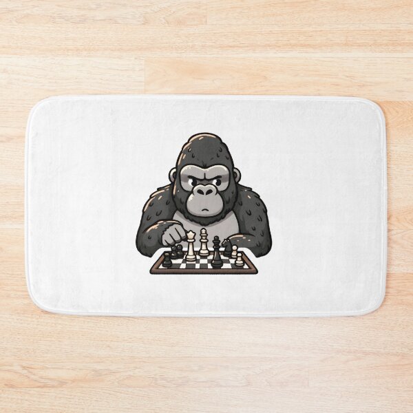 Item preview, Gorilla Contemplating Strategic Chess Move designed and sold by UmbrellaStudio1.
